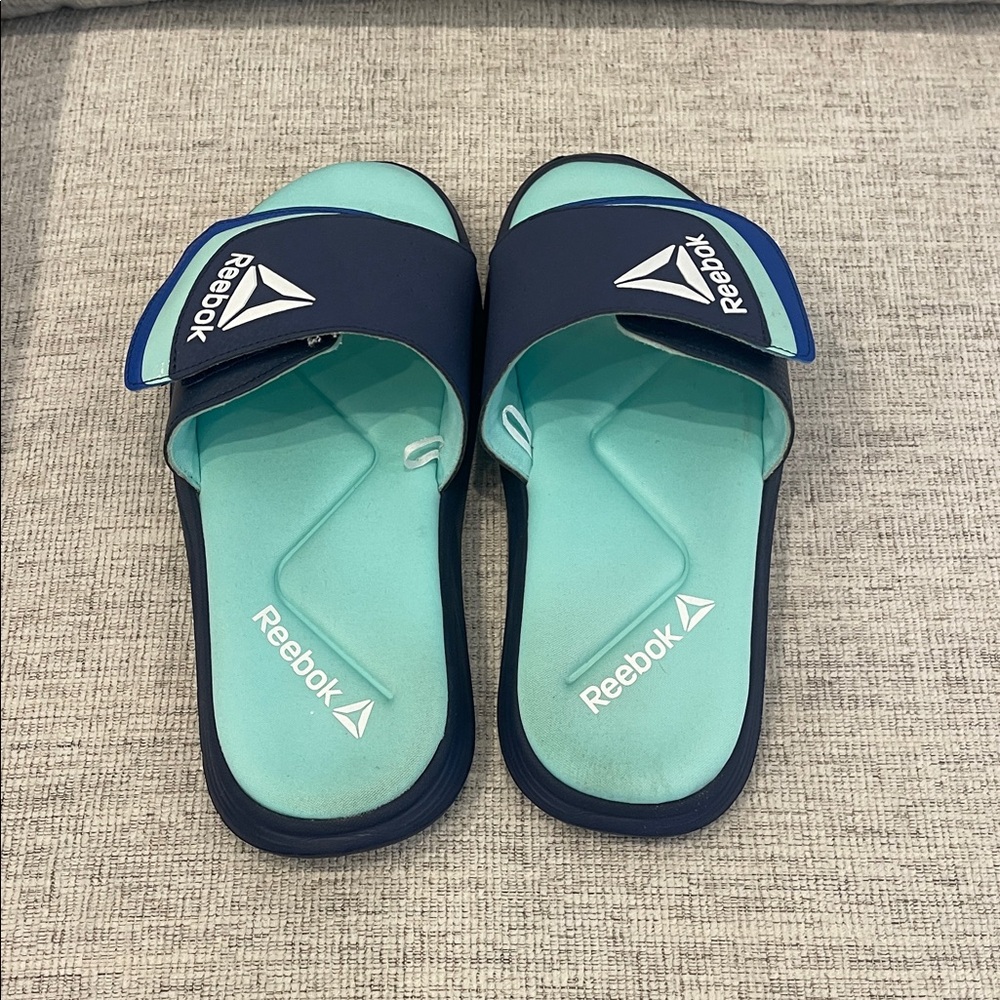 Reebok Navy and Aqua Slides